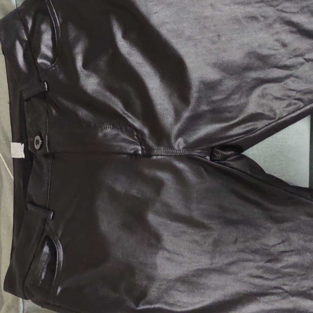 Black faux leather pants